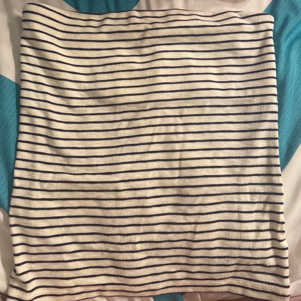 Stripped White & Black Tube Top